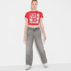 NWT Women’s Wild Fable Mid Rise 90s Relaxed Straight Jeans Size 12 Black